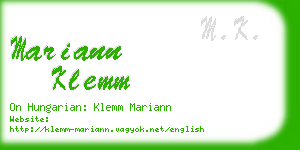 mariann klemm business card